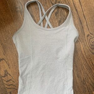 Athleta Light Grey Workout Tank W/ Built In Bra